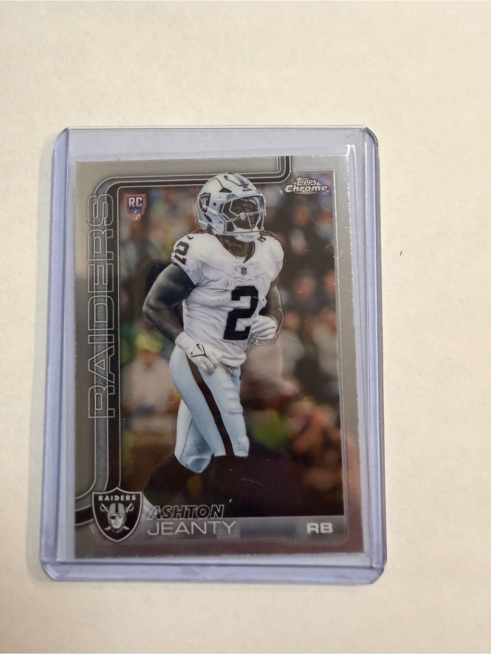 🔥Ashton Jeanty Raiders Rookie Card - Topps Chrome - White & Silver